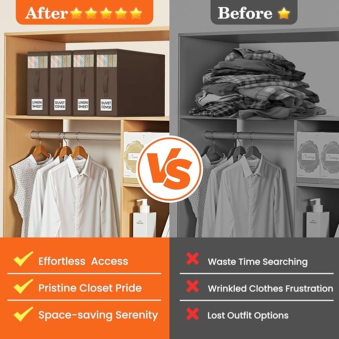 WOWBOX Sheet Organizers and Storage,Closet Bed Sheet Organizer Under Bed Storage and Organization with Label Cards & Clear Window for Bedding Sheets,Duvet Covers,Blankets (3 Pack,Brown)