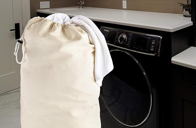 Handy Laundry Cotton Laundry Bag, The Extra Heavy Duty Washable Laundry Bag with Drawstring Makes a Great Cloth Storage Sack for Sleeping Bag, Linen Basket Liner, Hamper Liner and Travel, (2-Pack)