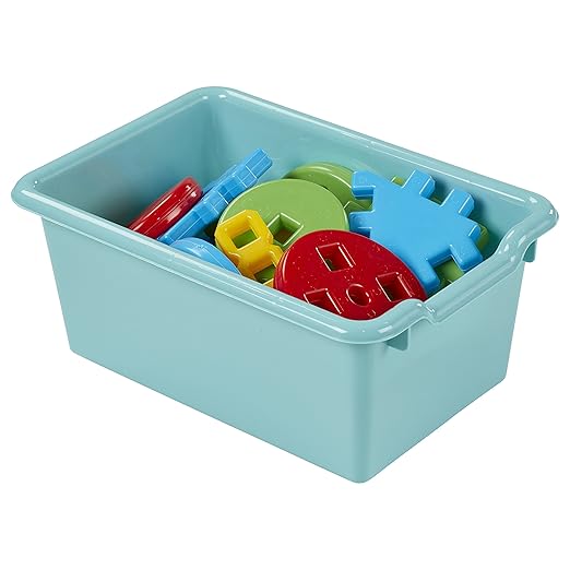 ECR4Kids Scoop Front Storage Bin, Multipurpose Organization, Seafoam, 15-Piece