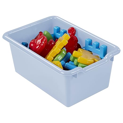 ECR4Kids Scoop Front Storage Bin, Multipurpose Organization, Powder Blue, 15-Piece