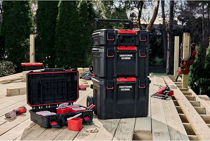 CRAFTSMAN TRADESTACK System Tool Box, Water Resistant Tool Storage, with 6 Small Parts Containers, 21 Inch (CMST21415)