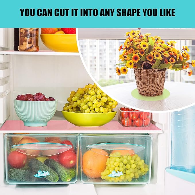 8 Pcs Refrigerator Liners Mats Washable, Refrigerator Mats Liner Waterproof Oilproof, Shinywear Fridge Liners for Shelves, Cover Pads for Freezer Glass Shelf Cupboard Cabinet Drawer (8 Black)