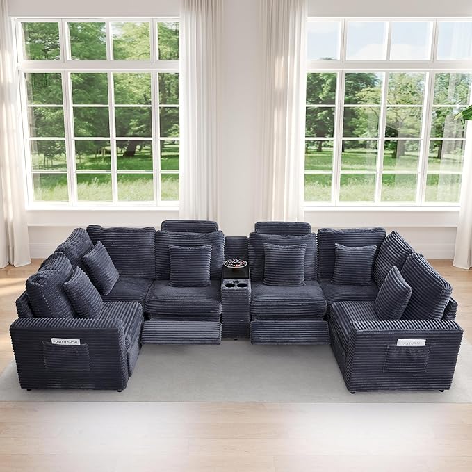 LEVNARY Modular Corner Chair, Faux Rabbit Fur Upholstered Single Corner Seat for Sectional Sofas (Gray)