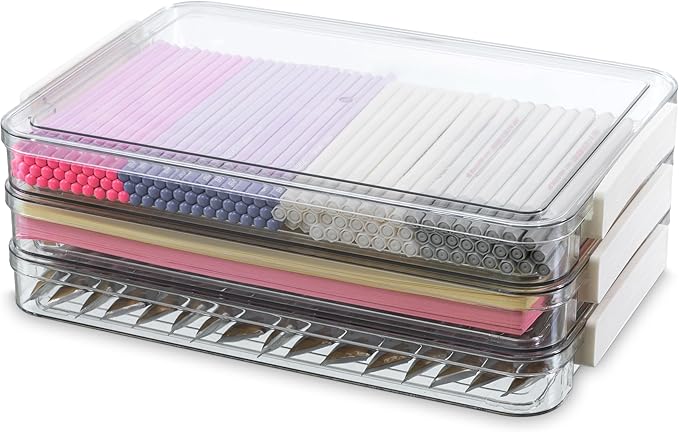 Citylife 3 PCS Scrapbook Paper Organizer with Clip, Stackable Clear Photo Organizer for Art and Craft Supplies, A4 Paper, Office Files, Stationery