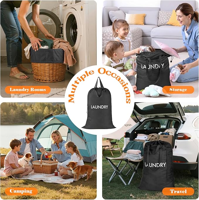 MissBoy 120L Heavy Duty Nylon Laundry Bag with Shoulder Handles, Tear-Resistant & Splash-Proof Dirty Clothes Storage Pouch for College Dorms, Laundromat & Beach Travel, Foldable & Washable