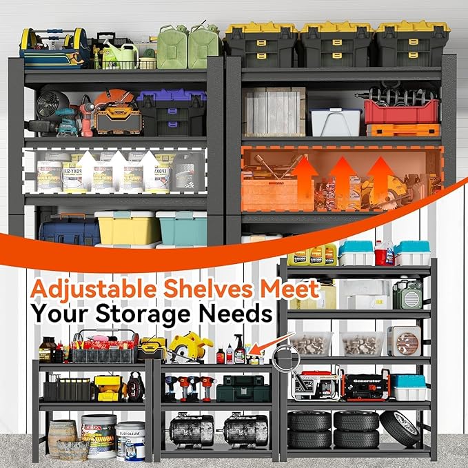 Metal Garage Shelving Unit, Heavy Duty Adjustable Storage Shelves, Steel Shelving, 2000 lbs Capacity Shelves for Heavy Tools and Equipment, 4 Tier, 35.4" Wx 15.7" Dx 54.3" H