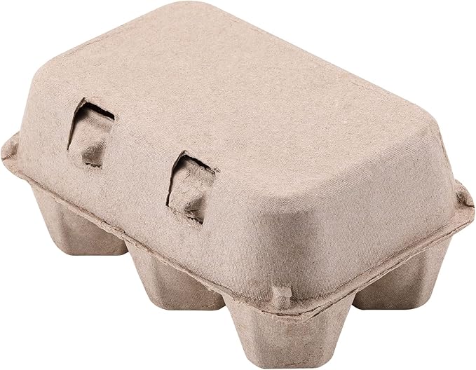 Half Dozen Egg Cartons Cheap Bulk 300 Pack, Blank Natural Pulp Box 6 Count for Chicken Eggs Reusable, Storage Tray Strong for Holds Up to Six 6 Egg Cardboard Paper Holder Container for Refrigerator