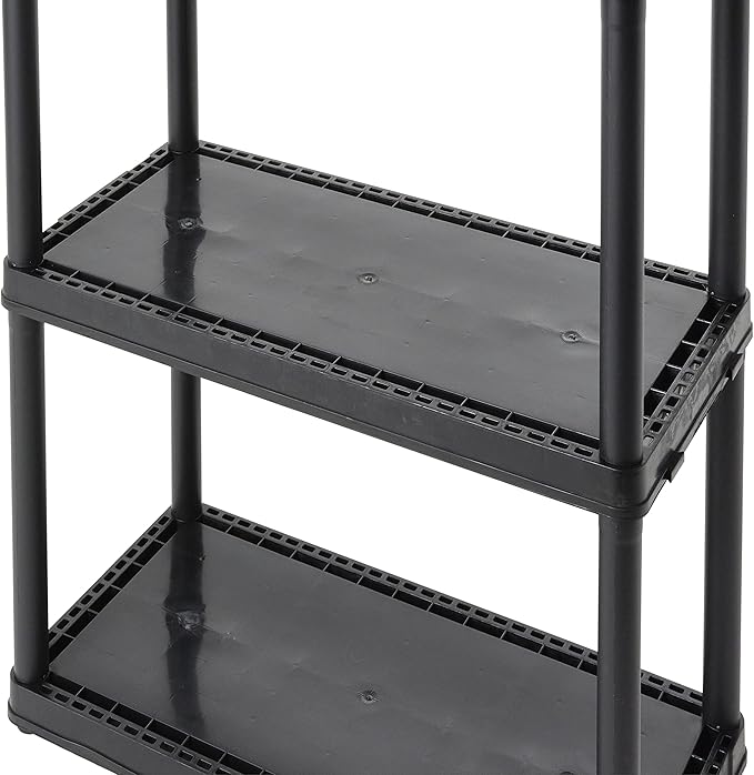 Gracious Living 3 Shelf Fixed Height Light Duty Storage Unit 12 x 24 x 33 Organizer System for Home, Garage, Basement, & Laundry, Black (2 Pack)