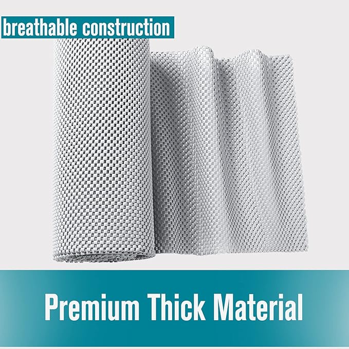 Shelf and Drawer Liner for Kitchen Cabinets Non-Adhesive, Non Slip Durable Strong Clean Long Size 12 Inches X 10 Feet, Shelves, Cabinets, Storage, Kitchen and Desks, Light Gray