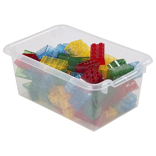 ECR4Kids Scoop Front Storage Bin, Multipurpose Organization, Clear, 15-Piece