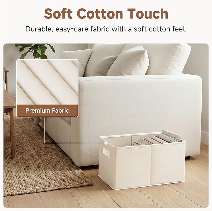 StorageWorks Fabric Storage Baskets for Shelves, Closet Organizers and Storage Bins, Collapsible Storage Bins with Cutout Handles, Medium, 2-Pack, Ivory