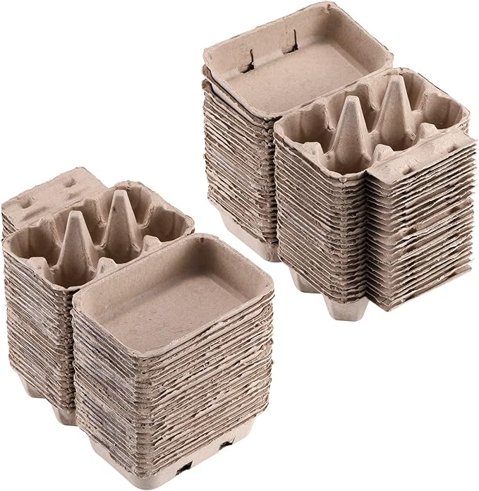 Half Dozen Egg Cartons Cheap Bulk 100 Pack, Blank Natural Pulp Box 6 Count for Chicken Eggs Reusable, Storage Tray Strong for Holds Up to Six 6 Egg Cardboard Paper Holder Container for Refrigerator