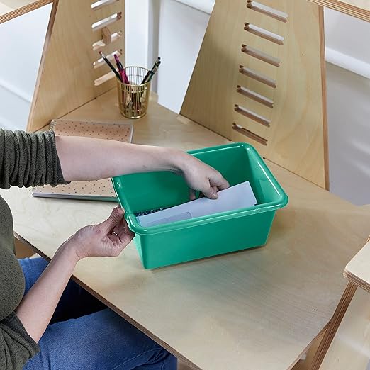 ECR4Kids Scoop Front Storage Bin, Multipurpose Organization, Emerald, 5-Piece
