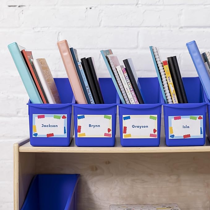 ECR4Kids Linking Plastic Storage Book Bin, Multipurpose Organization, Blue, 10-Piece