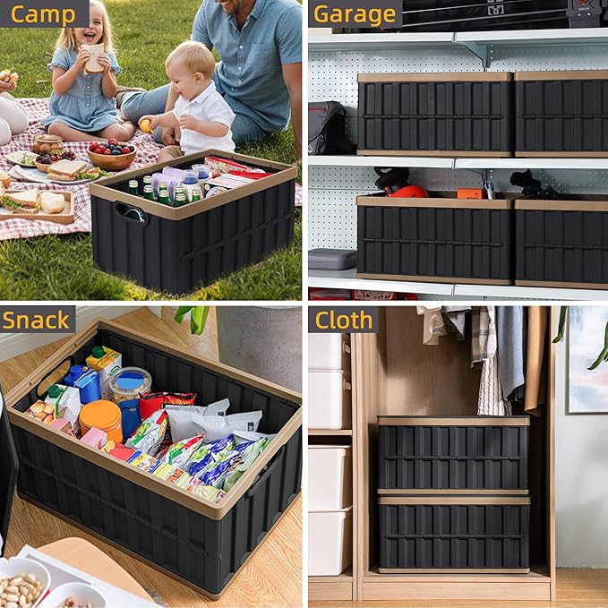 ITYLIFE CITYLIFE 64L Collapsible Storage Bins with Lids Plastic Storage Containers for Organizing Stackable Storage BoxLarge Heavy Duty Utility Crates, 4 Packs