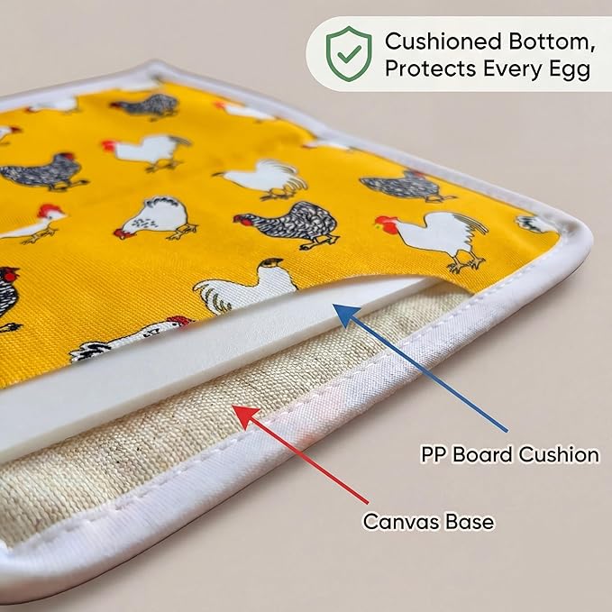 UKJENT Egg Collecting Basket for Kids & Family Farm Chores, 9 Padded Pouches to Prevent Broken Eggs, Safe & Easy Egg Carrier with Sturdy Handle, Chicken Duck Goose Eggs Holder from Coop to Kitchen