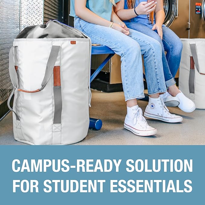 CleverMade Laundry Backpack Duffel Bag with Shoulder Straps - 62L / 16 Gal XL,Gray Shadow Gray,Drawstring Closure for Travel Clothes Gym College Dorm