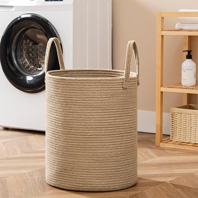 Laundry Basket, 72L Woven Laundry Hamper, Baby Nursery Hamper for Toys, Blanket Basket for Living Room, Clothes Hamper for Bedroom&Baby Room, Jute