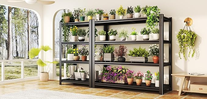63''H*40W'' Garage Shelving Metal Garage Shelf Unit 4-Tier Storage Shelves Heavy Duty Shelf Organizer Industrial Shelves for Warehouse Basement Kitchen Pantry Commercial, Black
