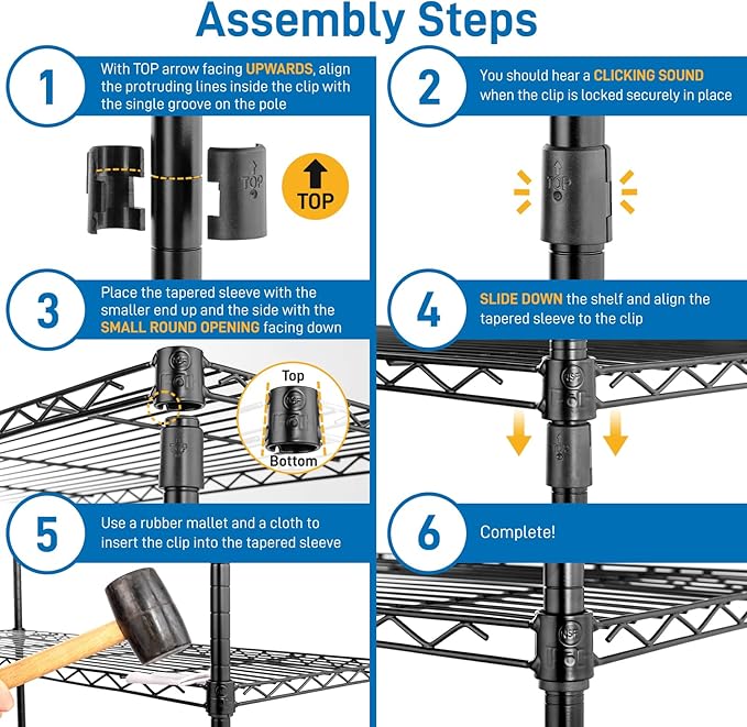 3 Tier Storage Racks Shelving, Heavy Steel Pantry Shelves, Adjustable Wire Shelving Rack, Suitable for Garage, Kitchen, Bathroom, Office, 35" W x 14" D x 31" H, Black