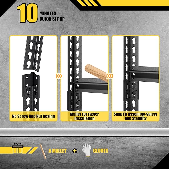 48" W Garage Shelving Heavy Duty,3000LBS Loads Metal Shelving Units and Storage,5-Tier Garage Storage Shelves Heavy Duty, Industrial Utility Shelves,48”W x 24”D x 78”H(Black)