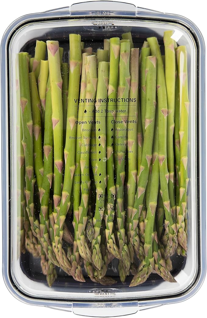 Progressive ProKeeper Stackable Produce ProKeeper Storage Container with Stay-Fresh Vent System (PKS-907 (3 qt Medium Produce))