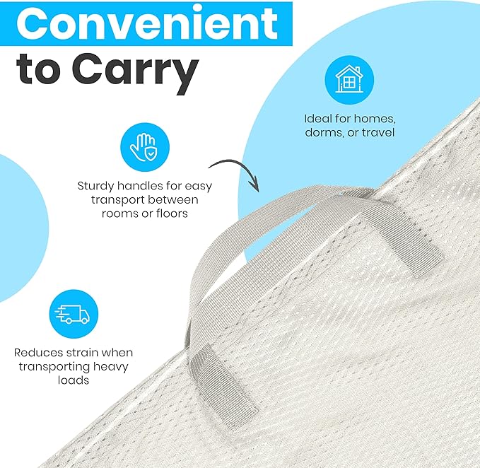 Handy Laundry Mesh Laundry Bag 24 x 36 Inches - Extra Large Heavy Duty Bag with Handles & Shoulder Strap, Breathable, Machine Washable for Dorm, Travel, Bedding & Storage - Grey