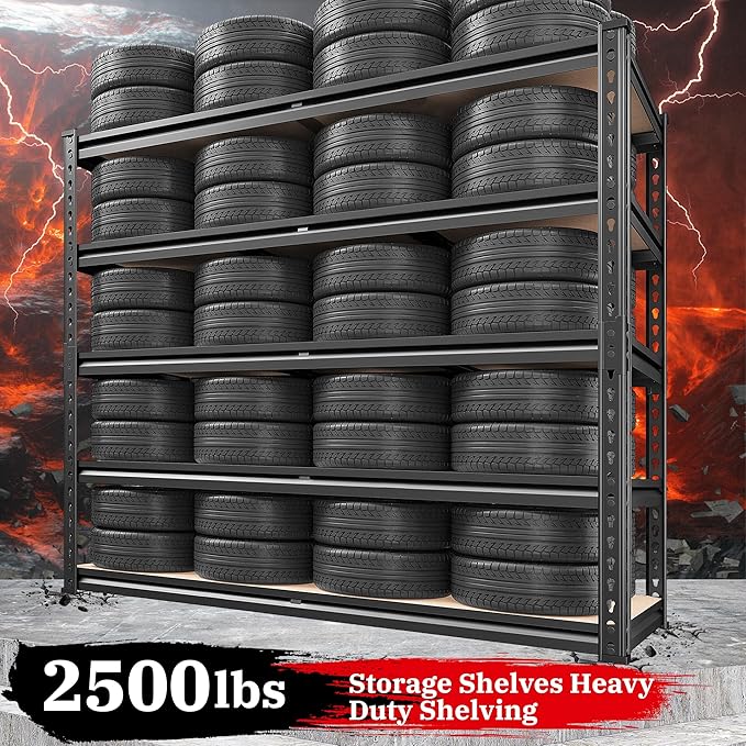 REIBII Garage Shelving 72''H Storage Shelves,Metal Shelving 5 Tier Shelves Adjustable Pantry Shelf for Closet Pantry Basement Kitchen Warehouse 72" H x 40" W x 20" D,2500LBS