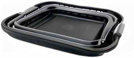 SAMMART 42L (11 Galloons) Collapsible Plastic Laundry Basket - Foldable Pop Up Storage Container/Organizer - Portable Washing Tub - Space Saving Hamper/Basket [BPA Free] (Black/Frost Grey)