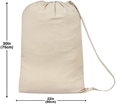 SweetNeedle Pack of 2 Heavy Duty X-Large Laundry Storage Shopping Bag, 30 x 22 IN 40L - 100% Cotton, Highly durable, Draw-cord with cord-lock, Machine Wash and reusable Travel Bag - Natural