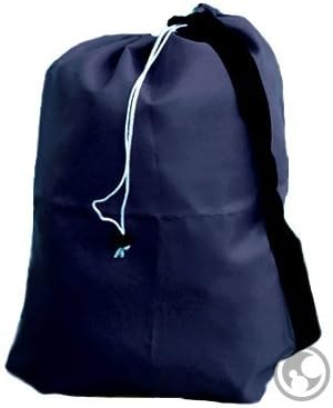 Laundry Bag with Shoulder Strap, Drawstring, Lock Closure, Color: Navy Blue, Size: 24x36