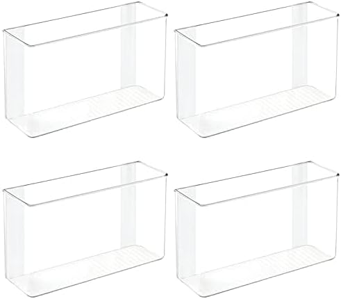mDesign Plastic Adhesive Mount Storage Organizer Container for Kitchen or Pantry Wall Organization - Space Saving Holder for Sandwich Bags, Foil - 11" Wide - Ligne Collection - 4 Pack - Clear