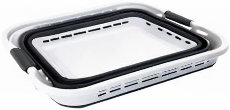 SAMMART 42L (11 Galloons) Collapsible Plastic Laundry Basket - Foldable Pop Up Storage Container/Organizer - Portable Washing Tub - Space Saving Hamper/Basket (White/Asphalt)