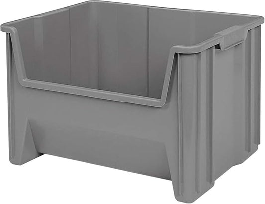 Akro-Mils 13017 Stak-N-Store Heavy Duty Stackable Open Front Plastic Storage Container Bin, (15" x 20" x 12-1/2"), Gray, (3-Pack)