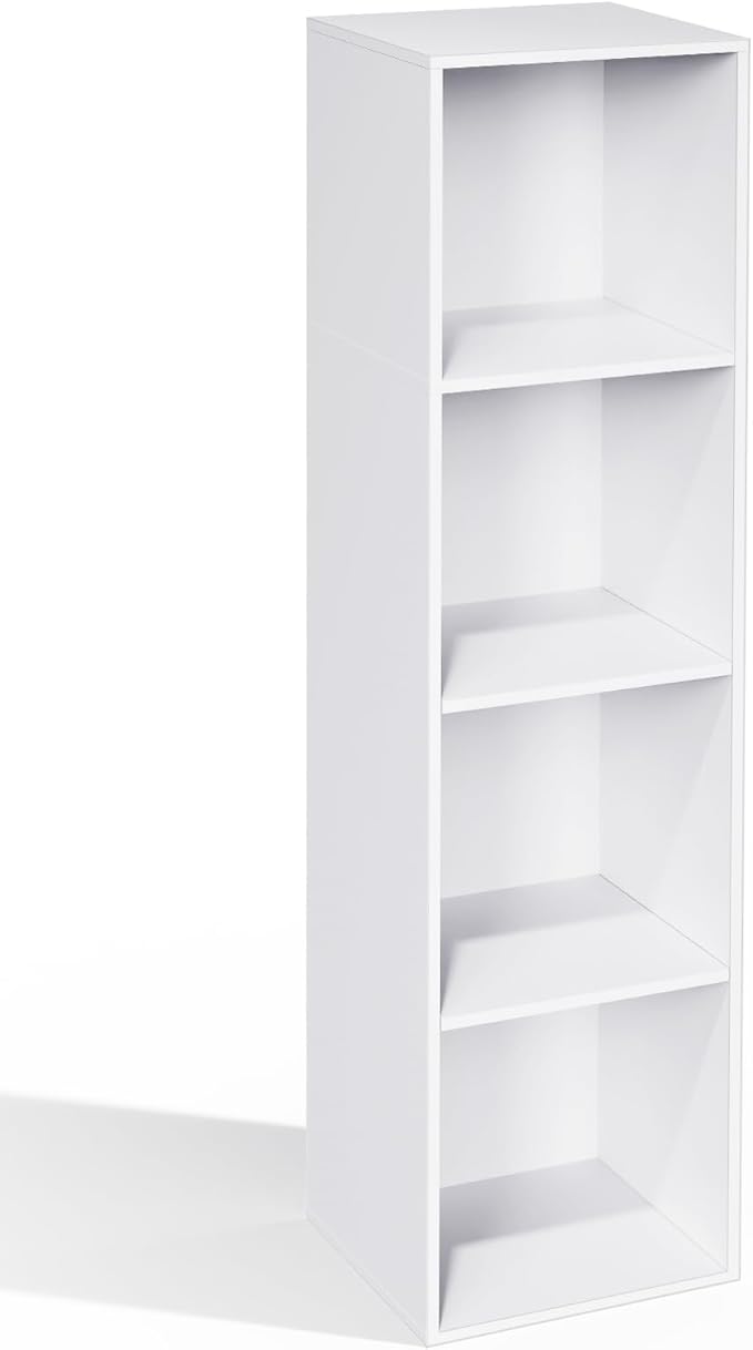 4 Cube Storage Organizer, Cube Shelf, Freestanding 4 Tier Open Shelf Bookcase for Home Office, Bedroom, Living Room, Study, White