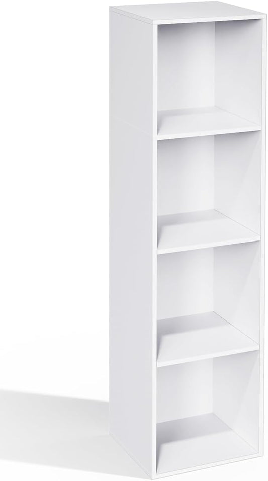 4 Cube Storage Organizer, Cube Shelf, Freestanding 4 Tier Open Shelf Bookcase for Home Office, Bedroom, Living Room, Study, White
