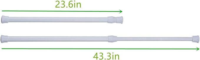 6 Pack Spring Tension Curtain Rod, 23.6-43.3 Inches Tension Rods Cupboard Bars Adjustable Spring Steel Tensions Rod Shower Rod Closet Rod