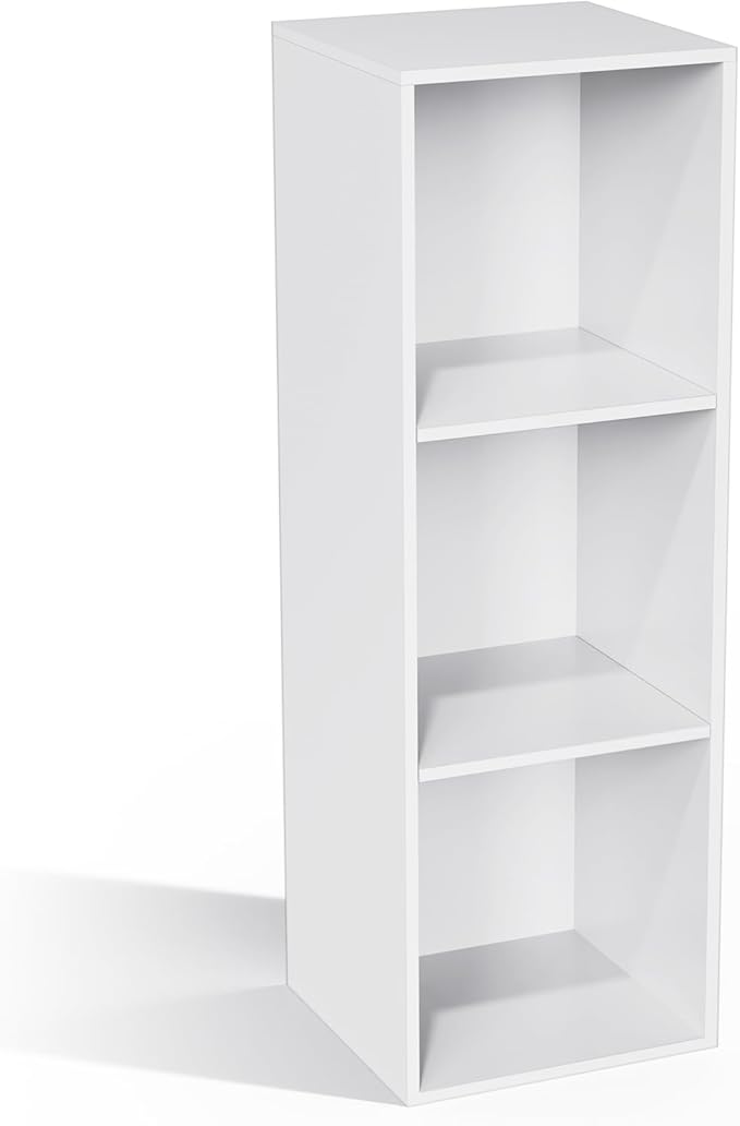 3 Cube Storage Organizer White, 3 Cube Shelf Freestanding Open Cubby, 3 Tier Low Bookcase Storage Display Organizer for Home Office Living Room Bedroom