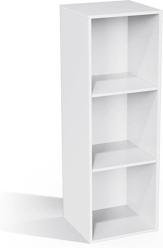 3 Cube Storage Organizer White, 3 Cube Shelf Freestanding Open Cubby, 3 Tier Low Bookcase Storage Display Organizer for Home Office Living Room Bedroom