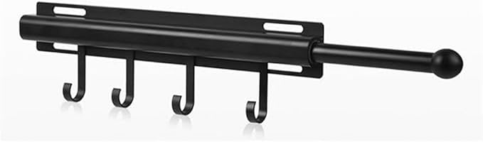 12 Inch Valet Rod for Closet Pull Out, Retractable Slide Out Clothes Hanger with 4 Hooks, Closet Rods for Hanging Clothes Laundry Room, Bedroom, Bathroom(COLOR:Black)