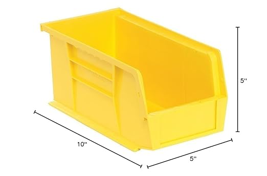 QUANTUM STORAGE SYSTEMS K-QUS230YL-8 S8-Packtack and Hang Plastic Bin Storage Containers, 10" x 5" x 5", Yellow
