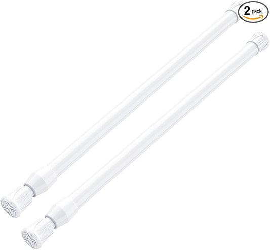 MEXAU White Tension Curtain Rod 16 - 28 inch Spring Tension Rod Curtain Rod Adjustable Spring Rod Extendable Tension Rod for Kitchen, Bathroom, Window, Closet.