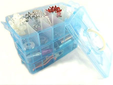 Kamay's 3-Tier Transparent Stackable Adjustable Compartment Slot Plastic Craft Storage Box Organizer Snap-Lock Tray Container 3 Sizes 4 Candy Colors Available (Extre Large 30 Compartment, Orange)