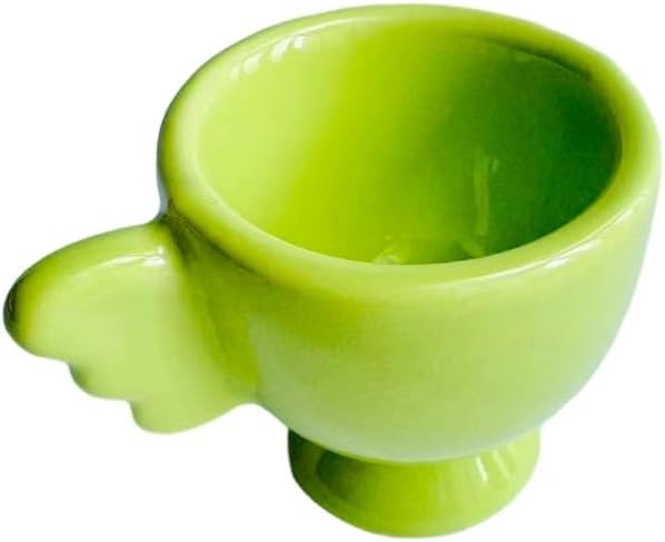 Ceramic Egg Cup, Green Porcelain Egg Holder for Breakfast Boiled Eggs, Perfect for Kitchen, Restaurant & Dining, Easy to Clean