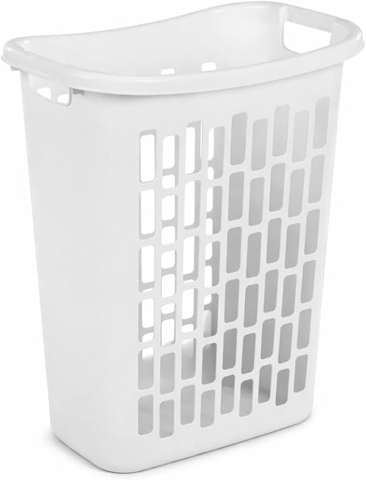 Rectangular Plastic Laundry Hamper, Slim Space-Saving Design for Narrow Areas, Open Top Clothes Basket for Laundry, Bathroom or Closet, White