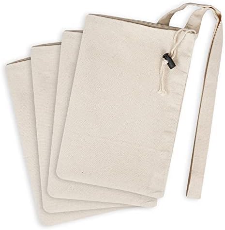 SweetNeedle Pack of 2 Heavy Duty X-Large Laundry Storage Shopping Bag, 30 x 22 IN 40L - 100% Cotton, Highly durable, Draw-cord with cord-lock, Machine Wash and reusable Travel Bag - Natural