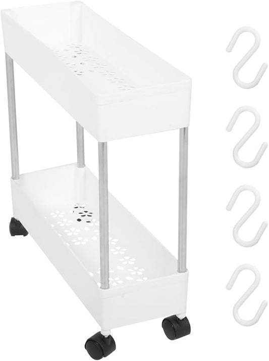 Cabilock Multi-Layer Storage Rack Rolling Trolley Cart with Casters 3-Tier Portable Floor Stand for Kitchen Bathroom Bedroom Living Room Balcony Organization