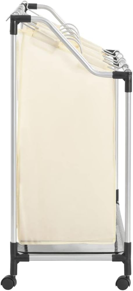 Convenient Laundry Sorter with 4 Bags Cream Steel, 20 kg Load Capacity for Easy Movement