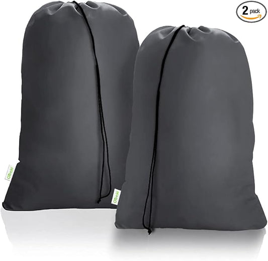 OTraki 2 Pack Laundry Bag Extra Large 28x45 Inch Drawstrings Laundry Hamper Liner Storage Bag XL Dirty Clothes Organizer Heavy Duty Laundry Bag Don't Drying, Melting 140-176℉ (Grey)