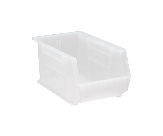QUANTUM STORAGE SYSTEMS K-QUS240CL-3 3-Pack Stack and Hang Plastic Bin Storage Containers, 14" x 8" x 7", Clear